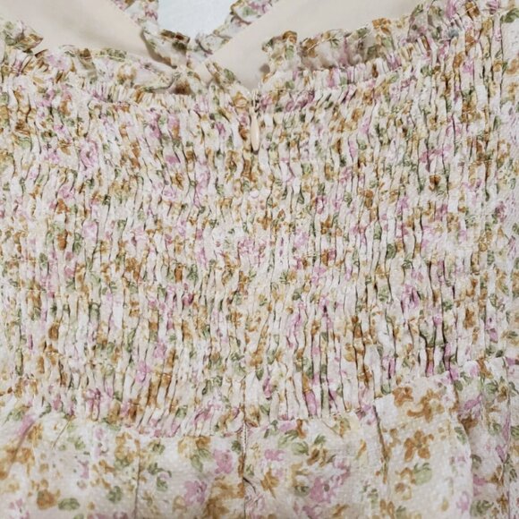 Storia - Sand Floral print Ruffle Tie Strap Romper Size‎ M - Picture 8 of 9
